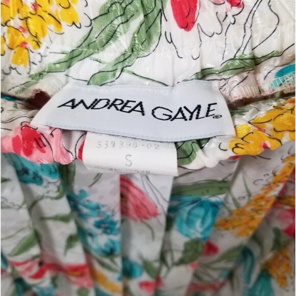 Andrea Gayle Vtg Pleated Satin Floral Midi Skirt Size Small‎ 1980s 80s Retro - Picture 5 of 5